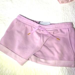 WEWOREWHAT Large ,light lilac  Fleece shorts with drawstrings. 60% Cotton soft